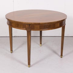 Antique French Louis XVI Style Round Walnut Dining Table