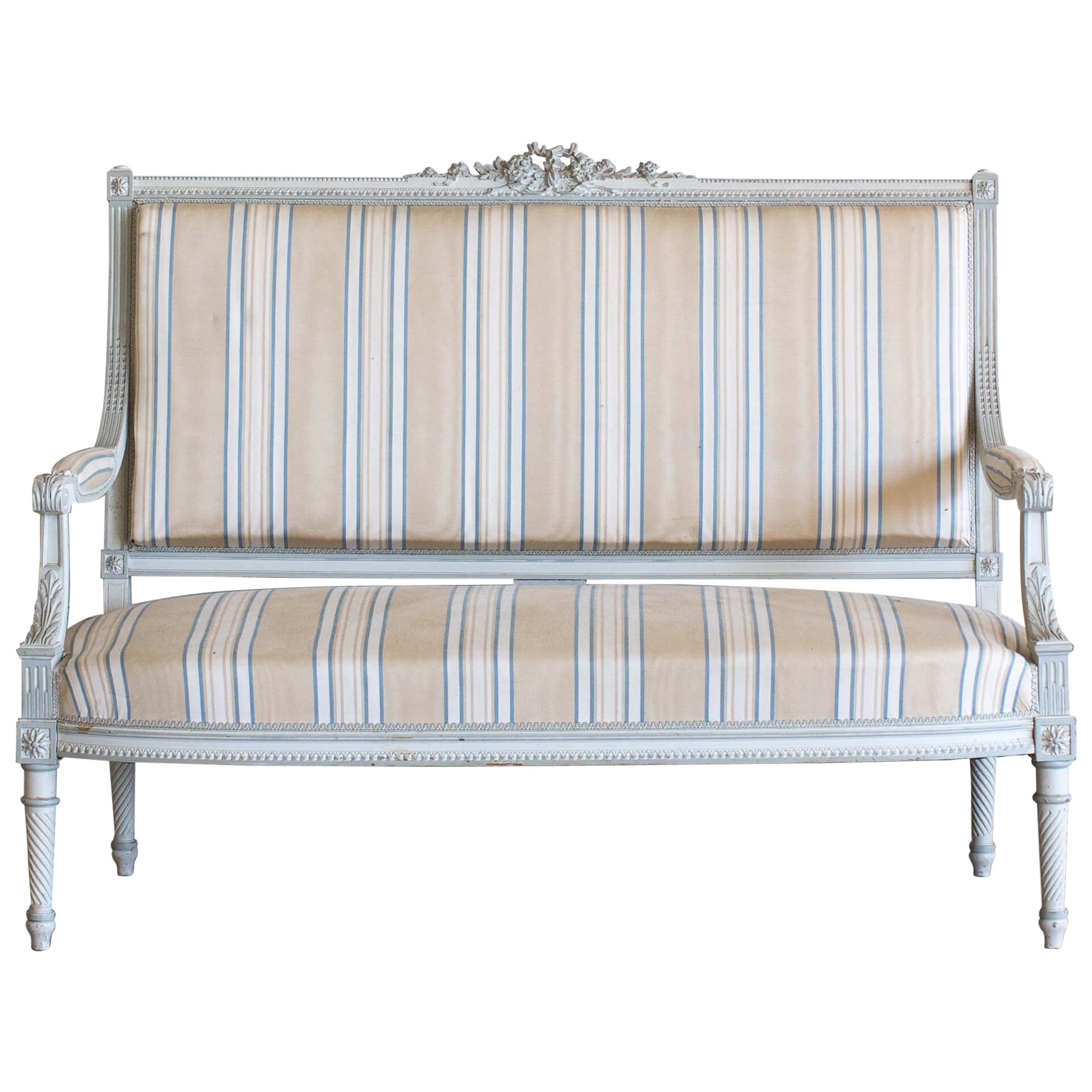 Antique French Louis XVI Style Settee For Sale