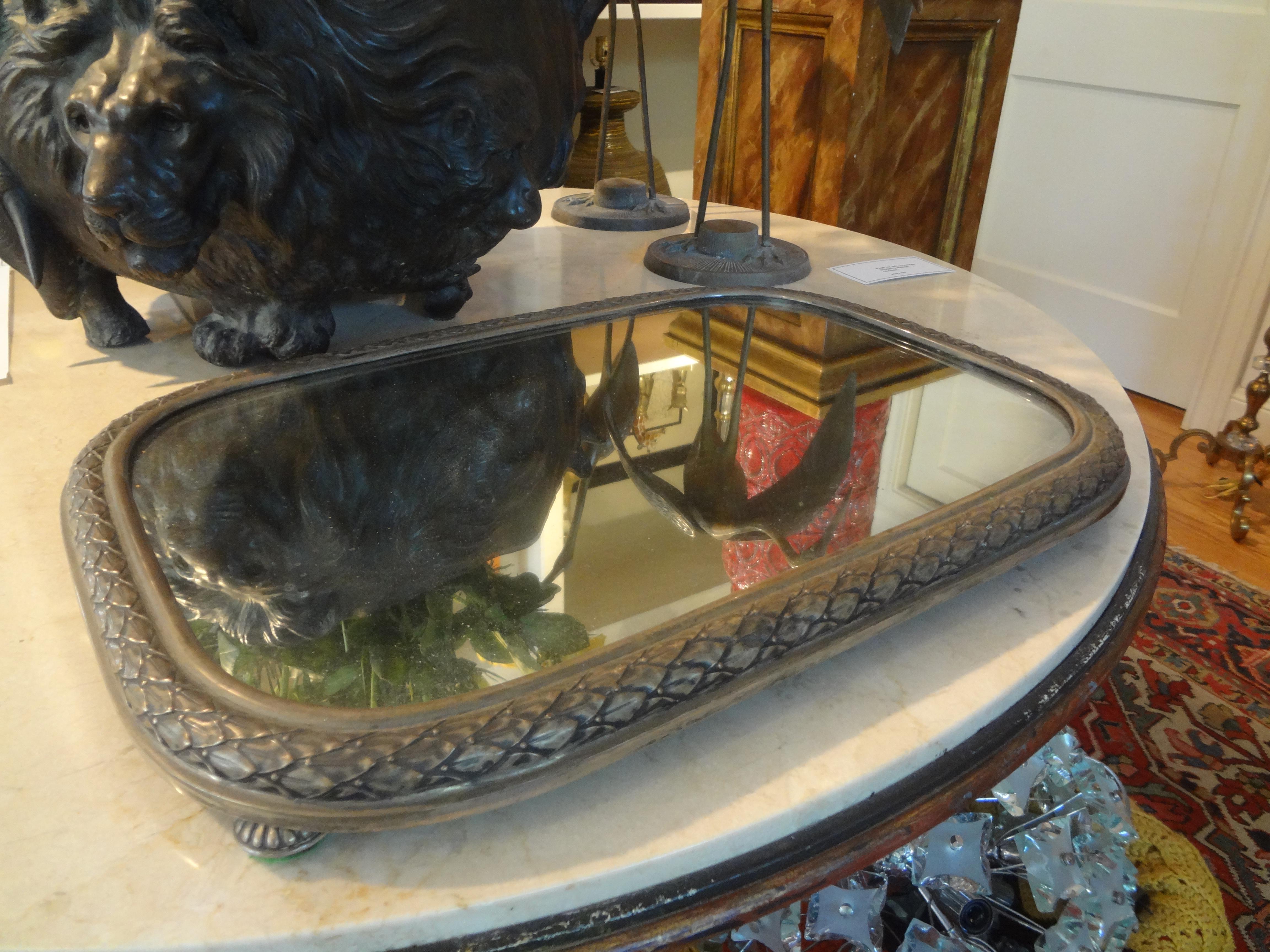 Antique French Louis XVI Style Silverplate Mirrored Plateau or Tray For Sale 2