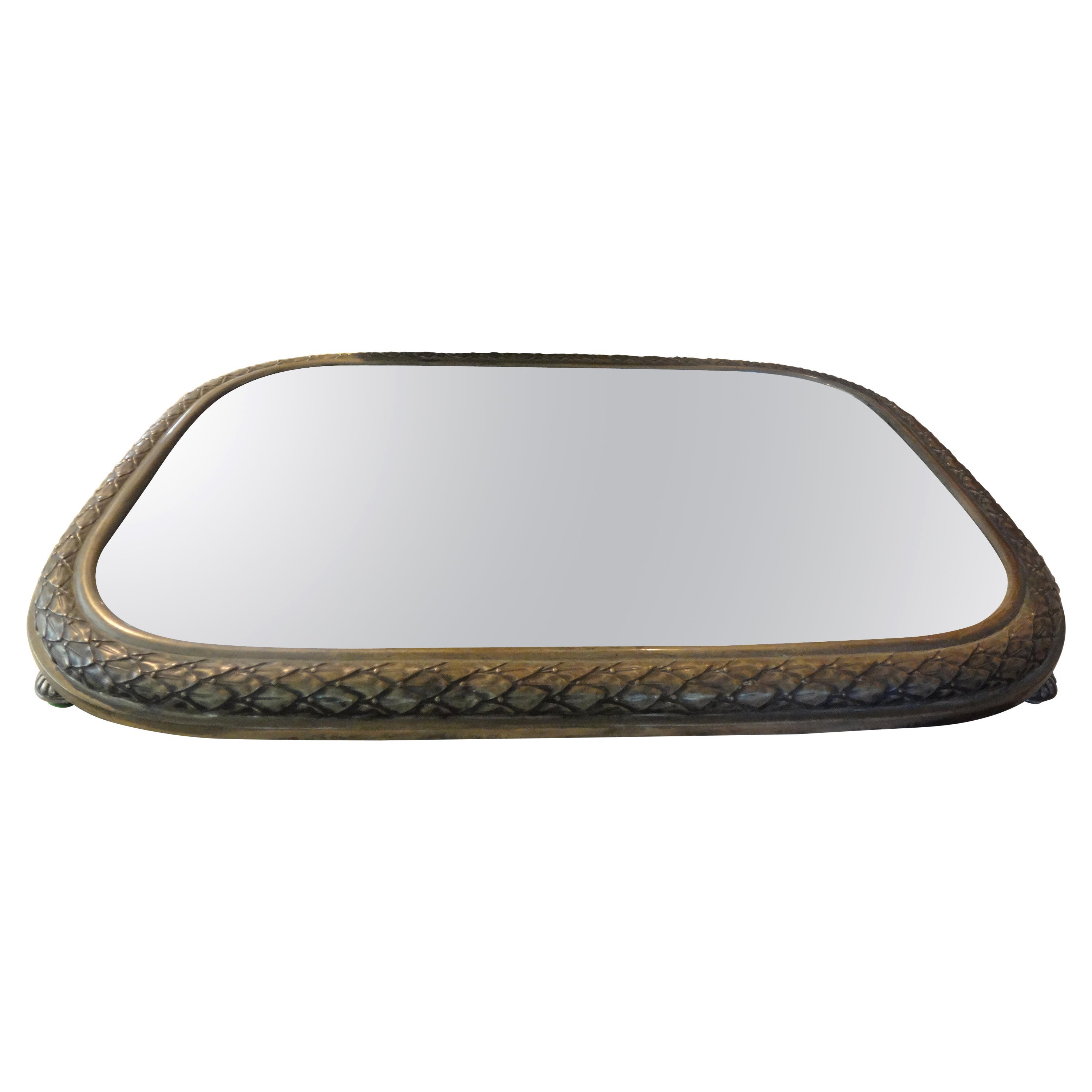 Antique French Louis XVI Style Silverplate Mirrored Plateau or Tray (Vassoio)