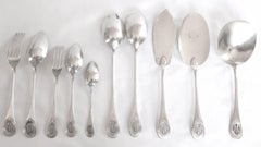 Antique French Louis XVI Style Sterling Silver Flatware for 18:95 Pieces