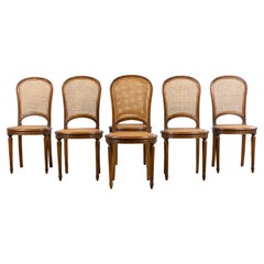 Antique French Louis XVI Style Walnut and Cane Dining Chairs - Set of 6