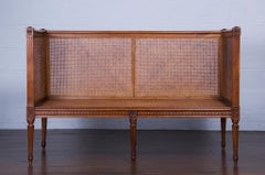 Antique French Louis XVI Style Walnut Cane Loveseat Settee