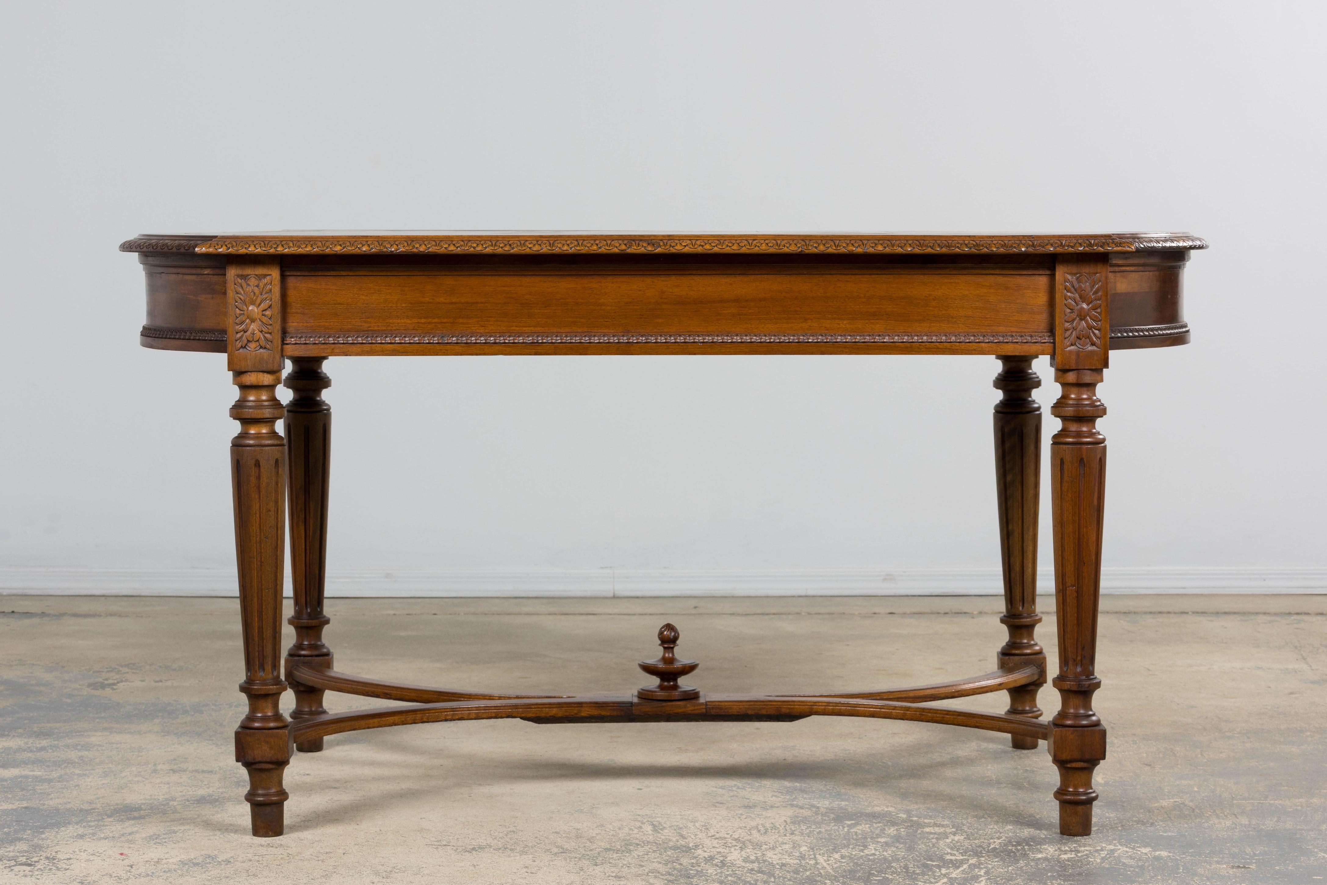 Hand-Crafted Antique French Louis XVI Style Walnut Writing Desk For Sale