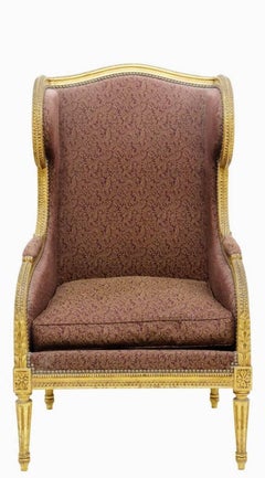 Antique French Louis XVI Style Wingback Bergere Armchair