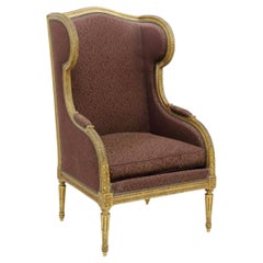 Antique French Louis XVI Style Wingback Bergere Armchair