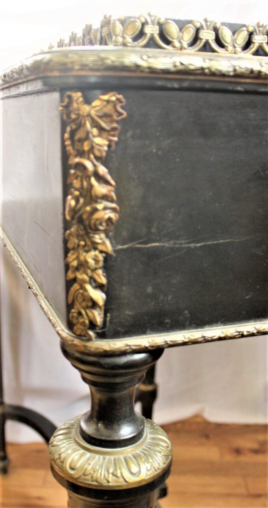 Antique French Louis XVI Styled Ebonized Jardinière Table with Inset Plaque Top For Sale 2