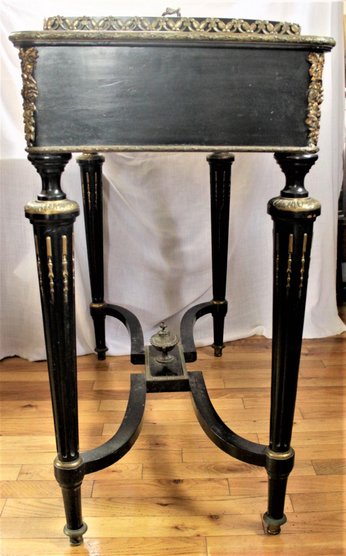 Antique French Louis XVI Styled Ebonized Jardinière Table with Inset Plaque Top In Good Condition For Sale In Hamilton, Ontario