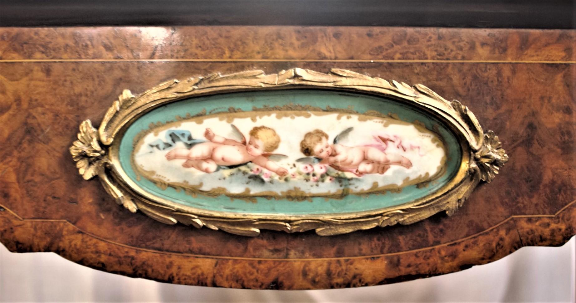 Antique French Louis XVI Styled Games Table with Sevres Styled Porcelain Plaques For Sale 5