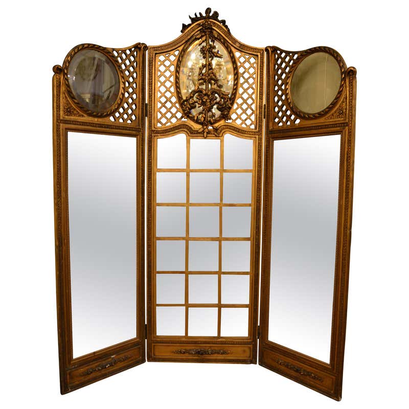 Room Divider Off White Wood, Three Panel Screen, Louis XV Style, 20th ...