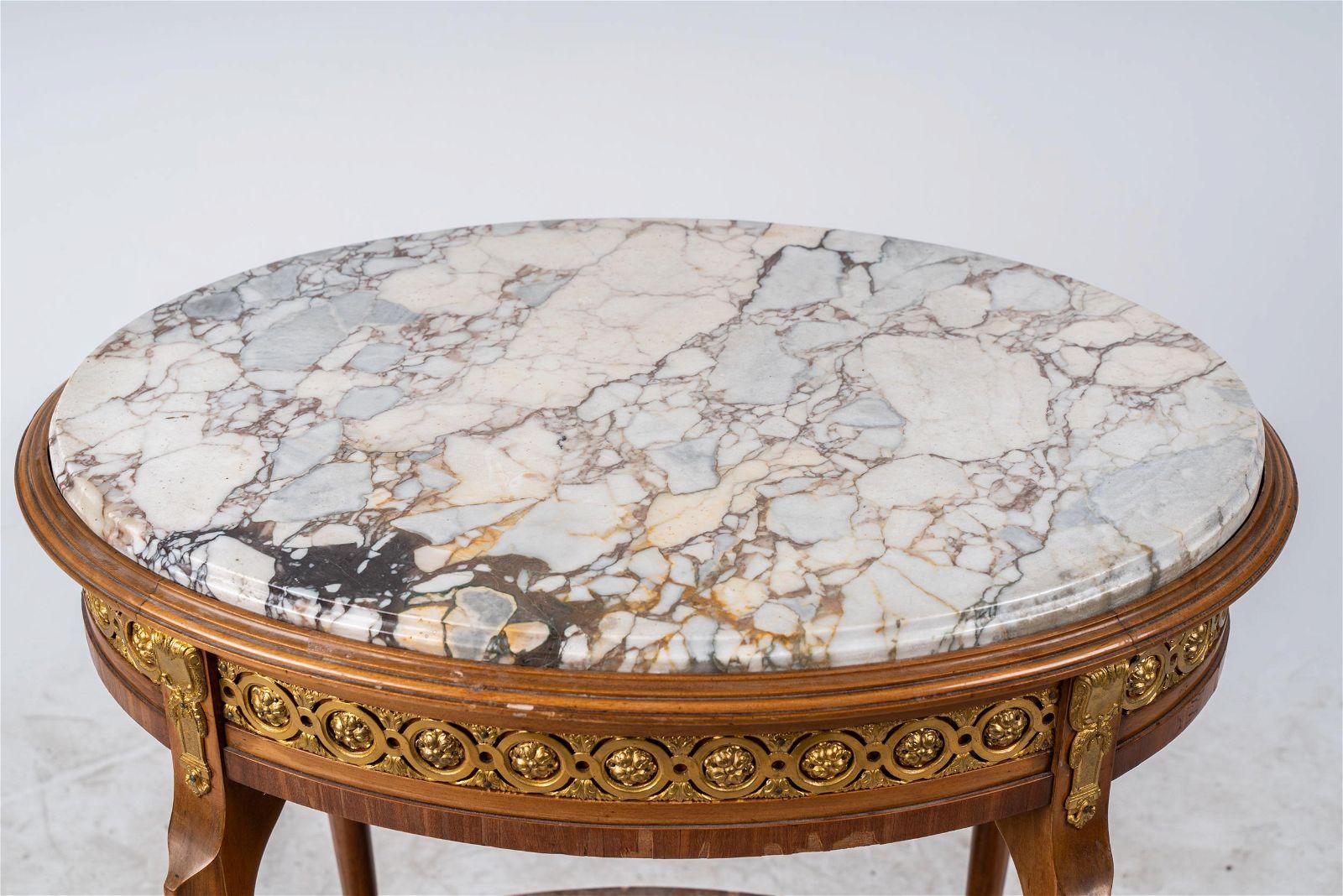 Hand-Carved Antique French Louis XVI Transitional Walnut Marble Inset Gueridon Late 19th C For Sale
