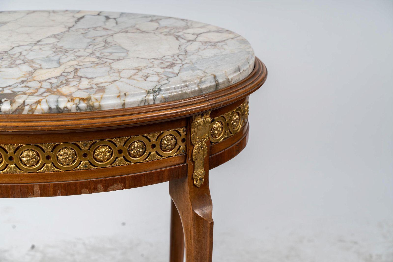 19th Century Antique French Louis XVI Transitional Walnut Marble Inset Gueridon Late 19th C For Sale