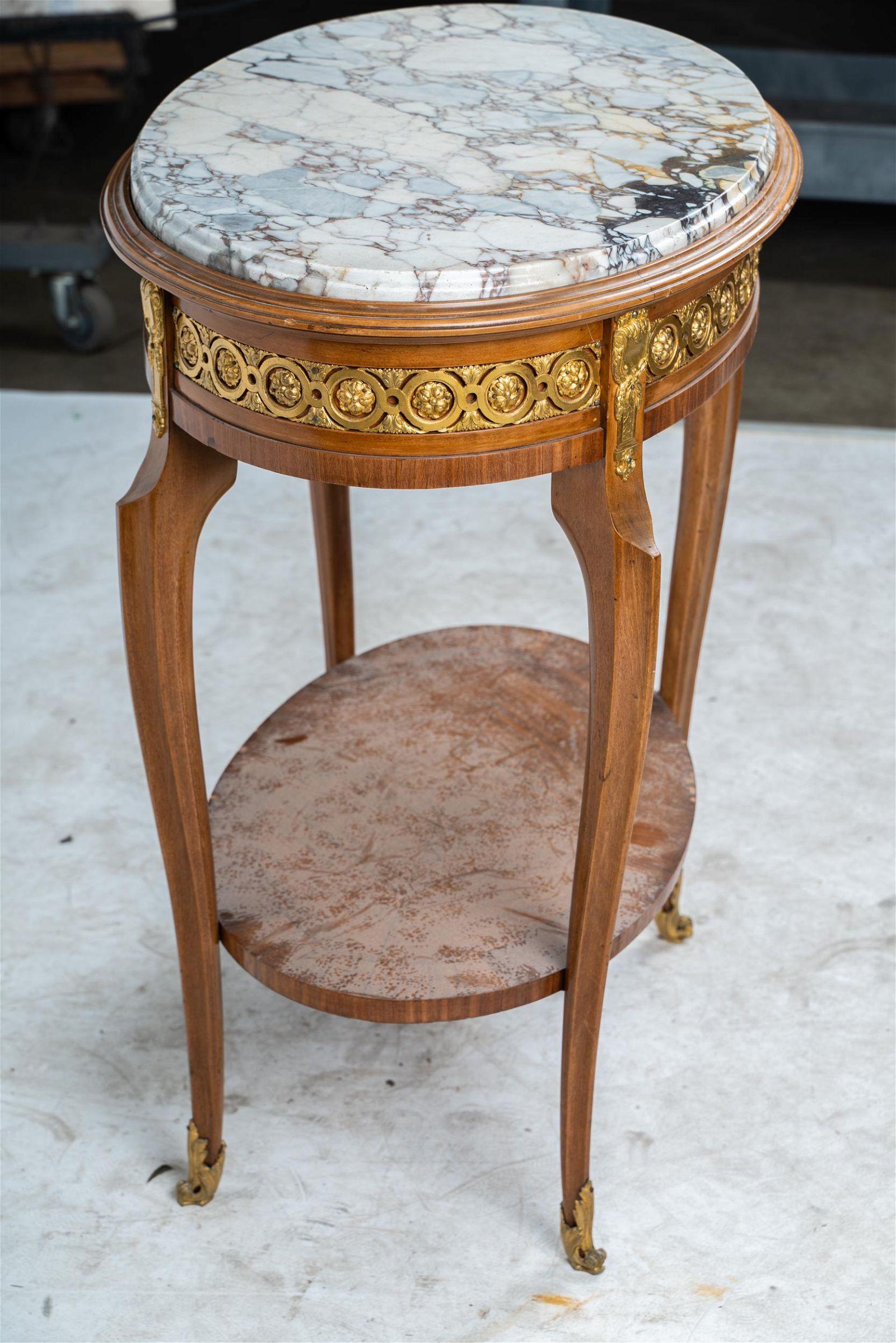 Antique French Louis XVI Transitional Walnut Marble Inset Gueridon Late 19th C For Sale 1