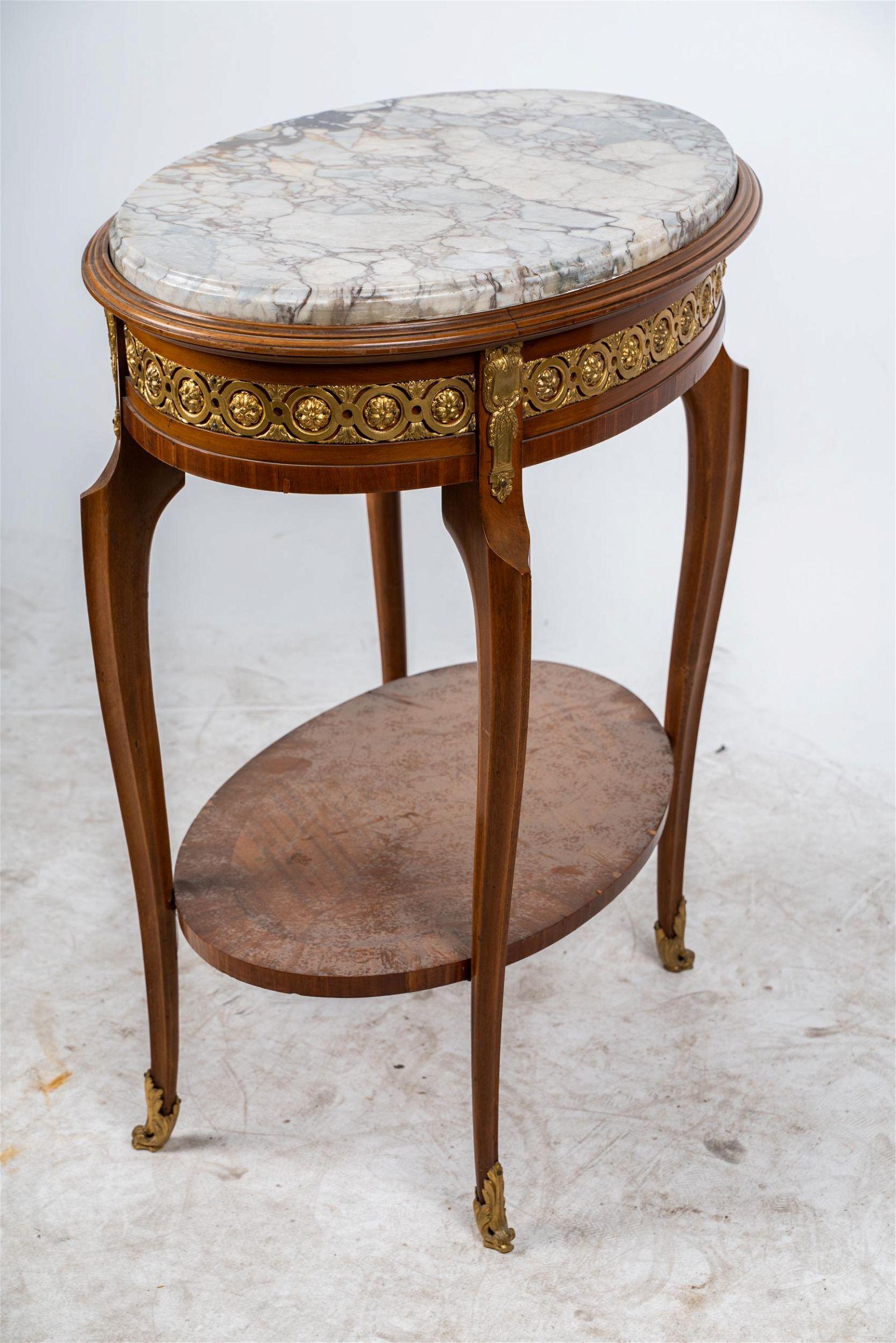 Antique French Louis XVI Transitional Walnut Marble Inset Gueridon Late 19th C For Sale 3