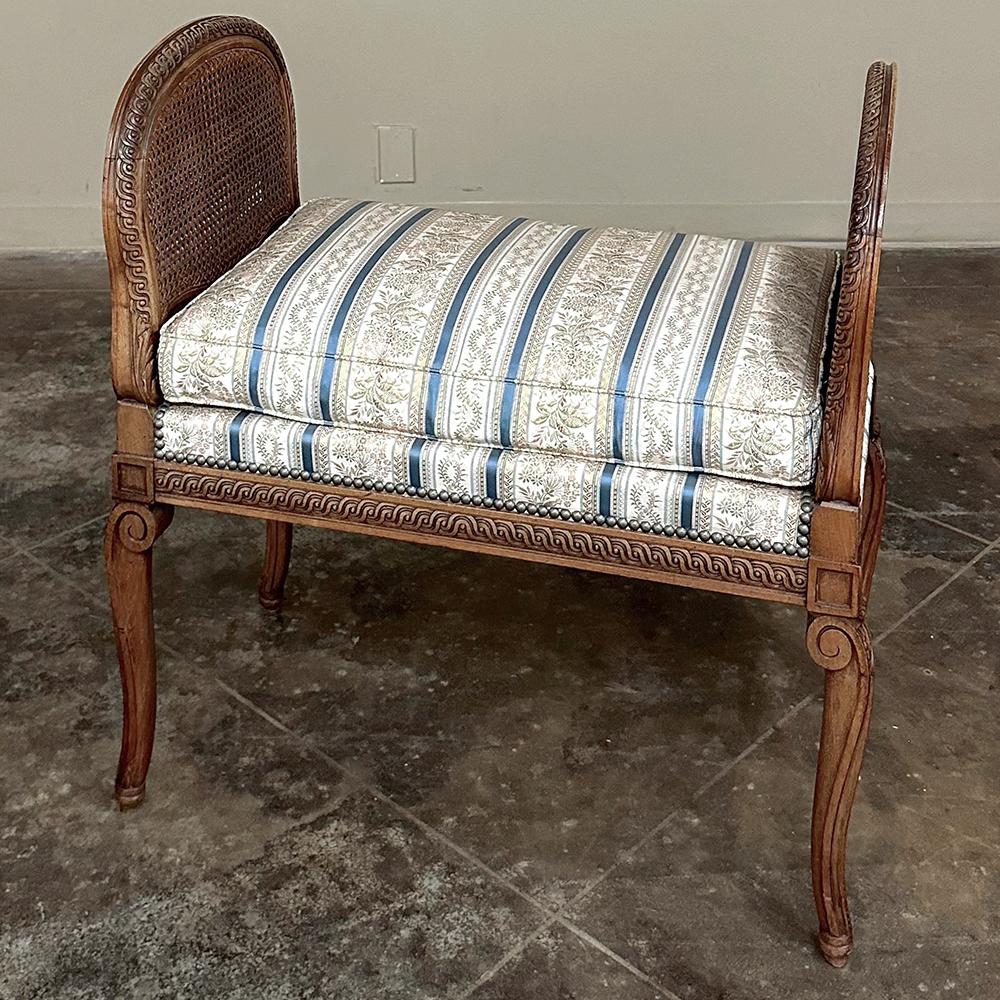 Antique French Louis XVI Walnut Armbench ~ Vanity Bench For Sale 1