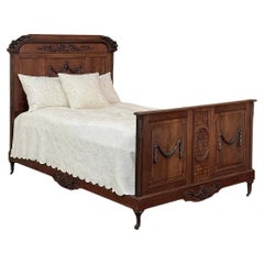 Antique French Louis XVI Walnut Bed