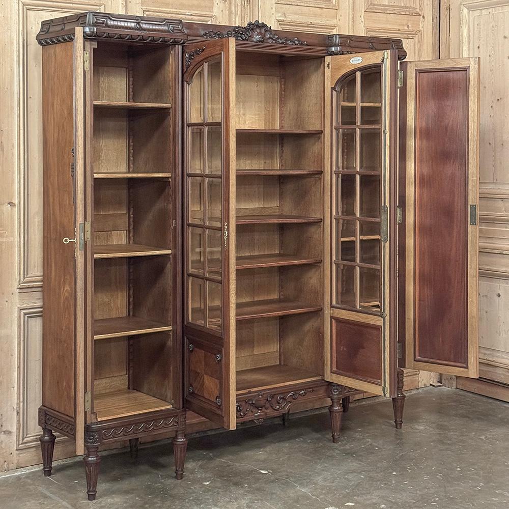 Antique French Louis XVI Walnut Bookcase ~ Bibliotheque by Hirler of Alsace en vente 9