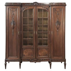 Antique French Louis XVI Walnut Bookcase ~ Bibliotheque by Hirler of Alsace