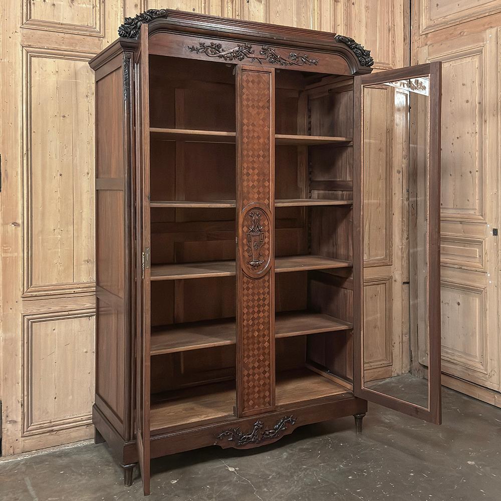 20th Century Antique French Louis XVI Walnut Bookcase ~ Display Armoire For Sale