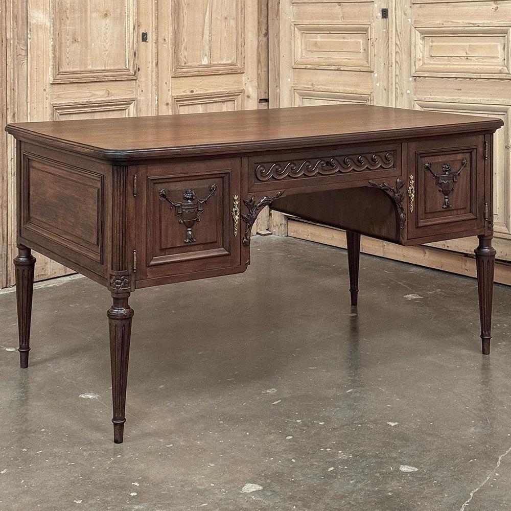 Antique French Louis XVI Walnut Desk by Hirler of Alsace In Good Condition For Sale In Dallas, TX
