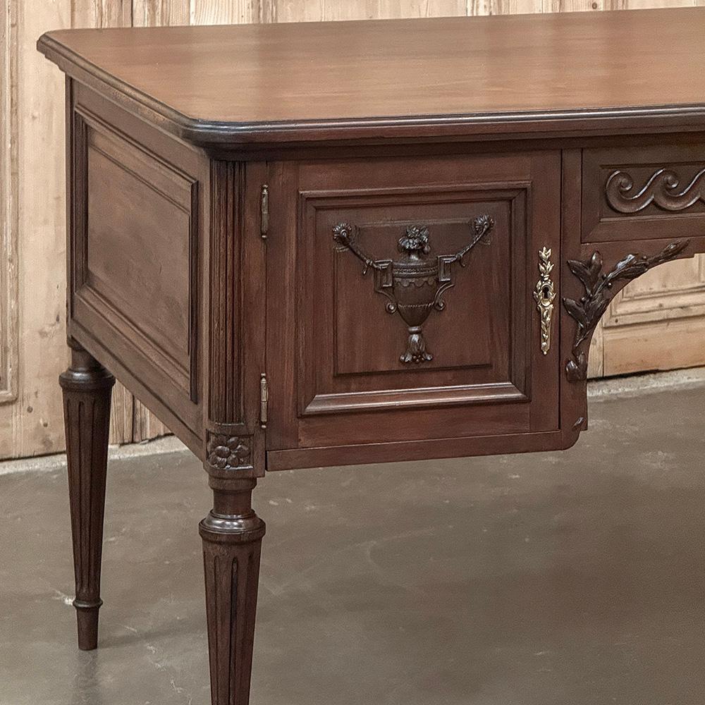 20th Century Antique French Louis XVI Walnut Desk by Hirler of Alsace For Sale