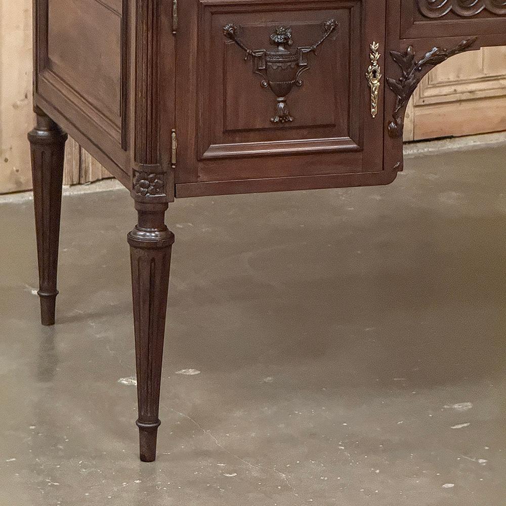 Brass Antique French Louis XVI Walnut Desk by Hirler of Alsace For Sale