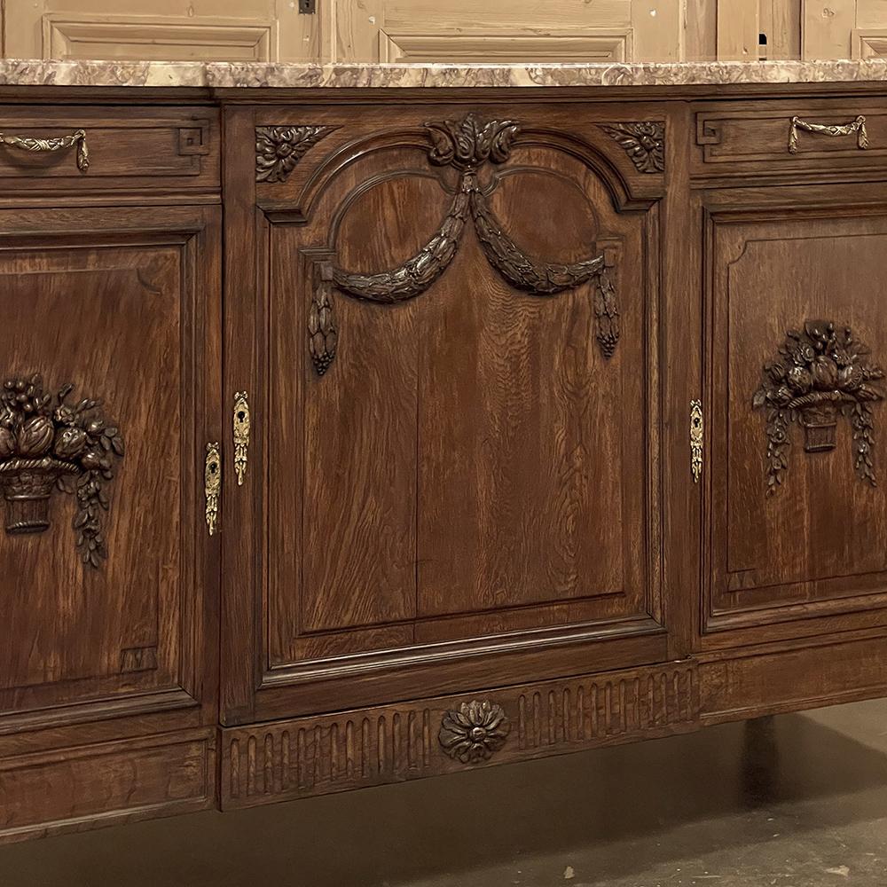 Antique French Louis XVI Walnut Marble Top Buffet For Sale 5