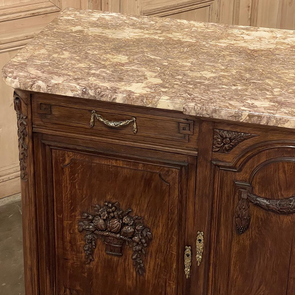 Antique French Louis XVI Walnut Marble Top Buffet For Sale 9