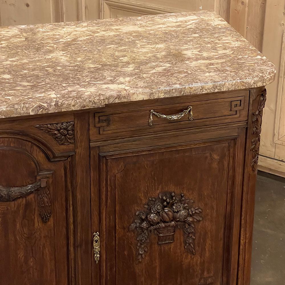 Antique French Louis XVI Walnut Marble Top Buffet For Sale 10