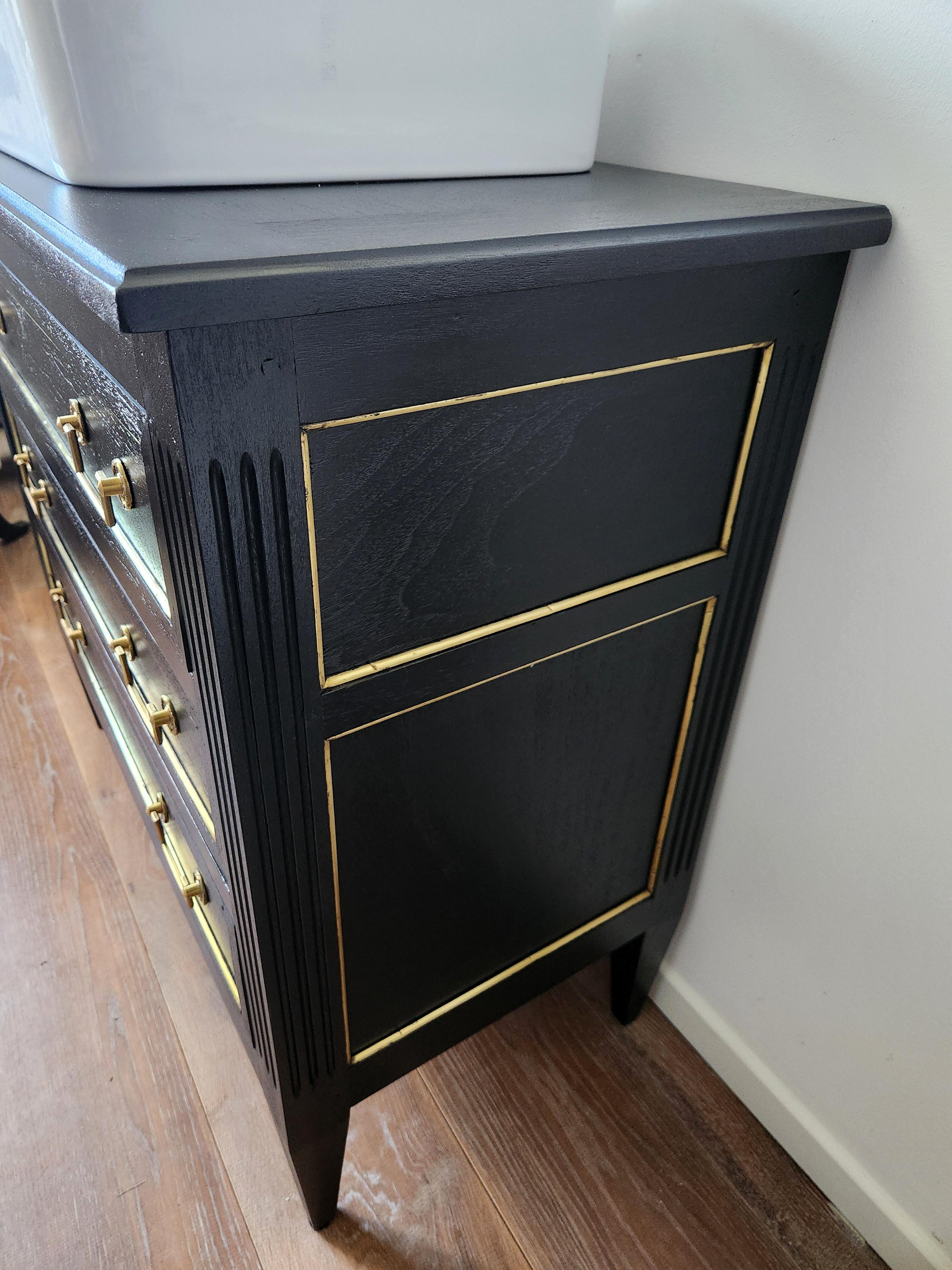 Antique French Louis XVI Washbasin Cabinet, brass & bronze For Sale 7