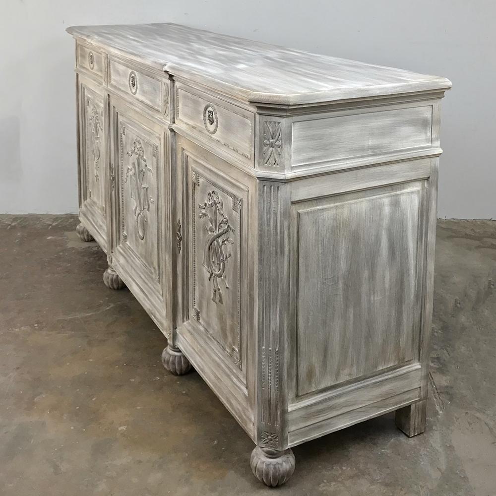 Hand-Crafted Antique French Louis XVI Whitewashed Buffet