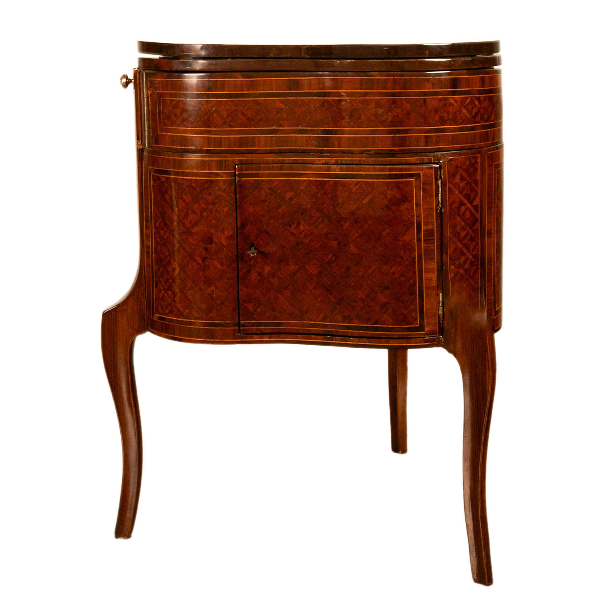 Leather Antique French LouisXV Mechanical Tulipwood Dressing Table de Toilette Desk 1800 For Sale