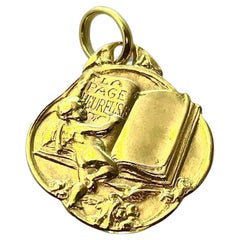 Antique French Love Token Lucky Charm Pendant Angel 18 ct Gold