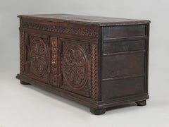 Antique French Low Buffet in Oak Hand-Carved from the late 1700's Unrestored
