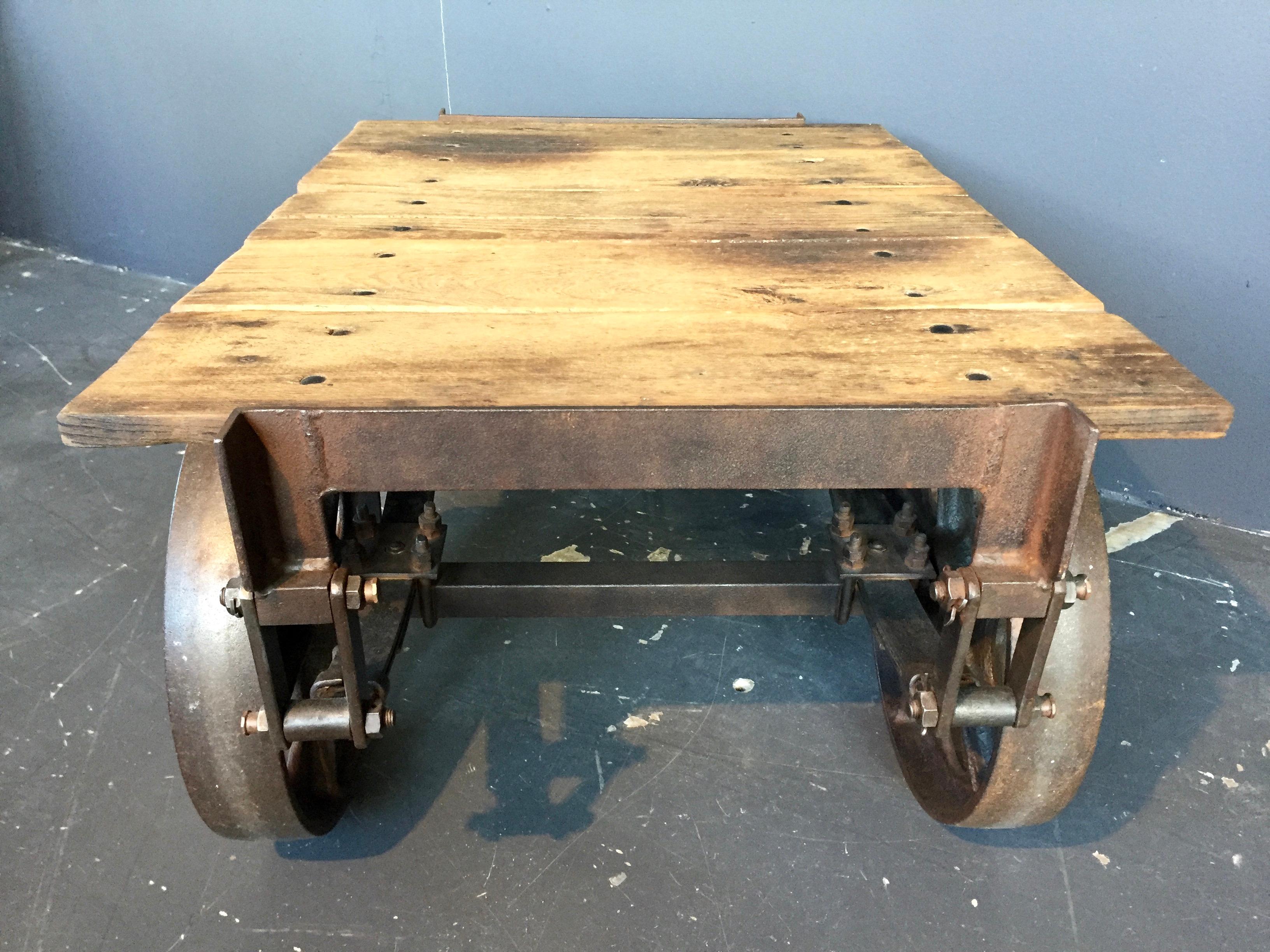 Industrial Antique French Luggage Trolley Coffee Table