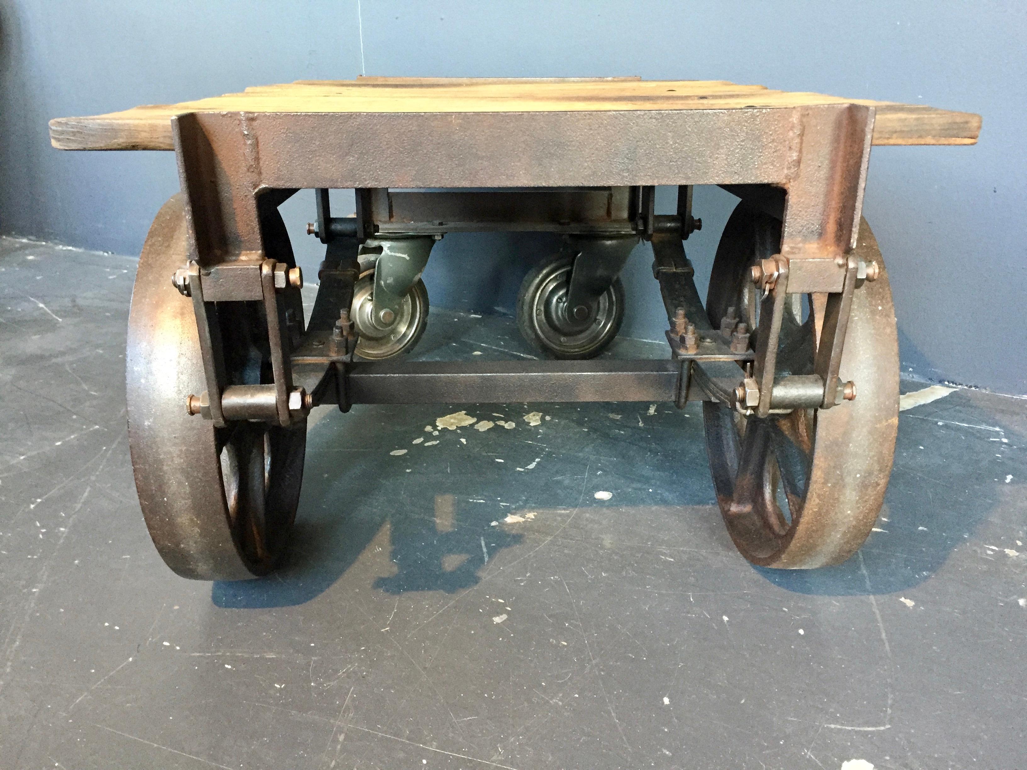 Danish Antique French Luggage Trolley Coffee Table