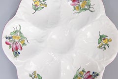 Antique French Luneville Floral Porcelain Oyster Plate, circa 1900