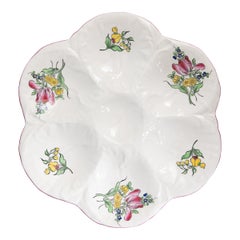 Antique French Luneville Floral Porcelain Oyster Plate, circa 1900