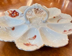 Antique French "M. & R. Limoges" Hand-Painted Porcelain Oyster Server Circa 1890