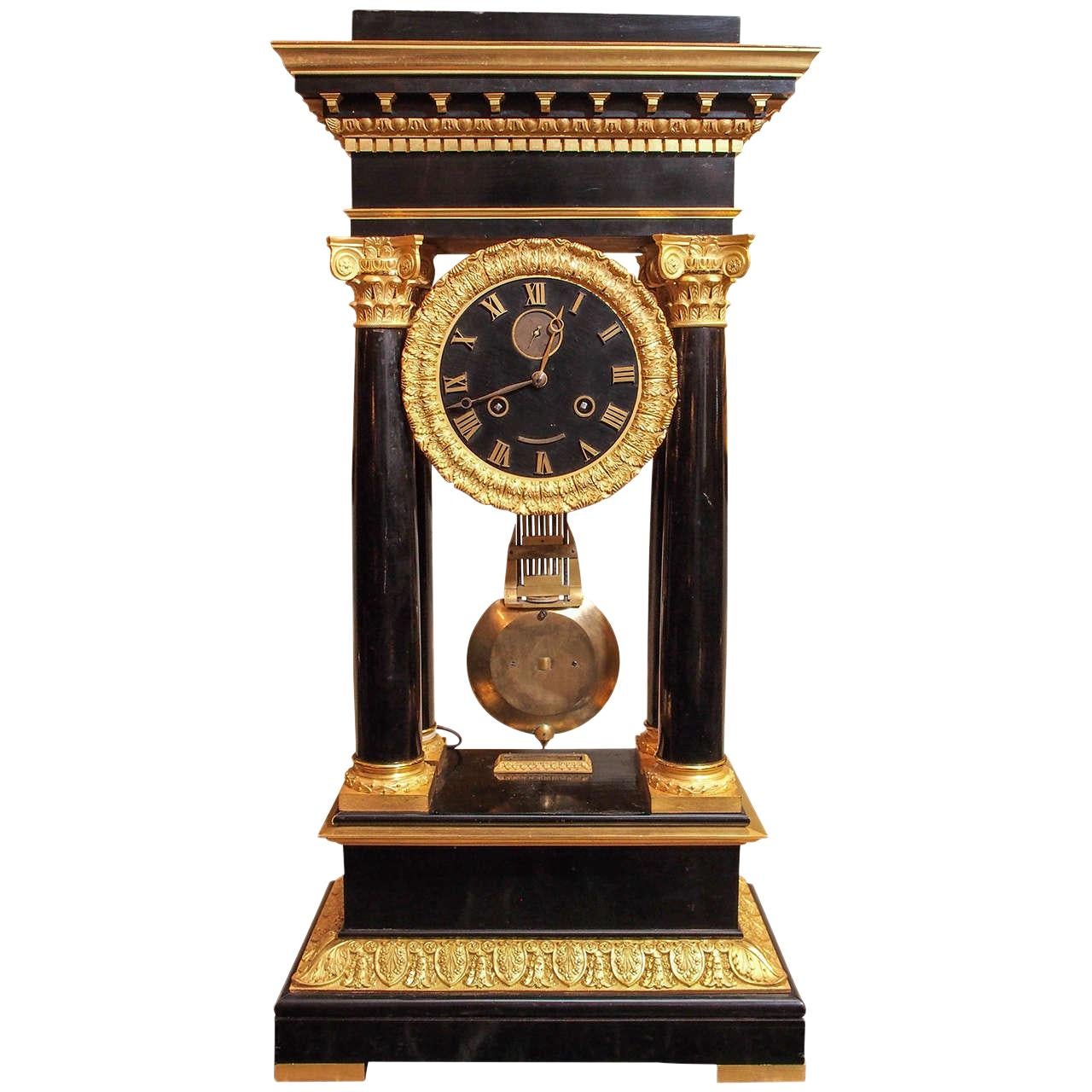 Antique French Magnificent Charles X Bronze D'Ore Clock, circa 1830-1840