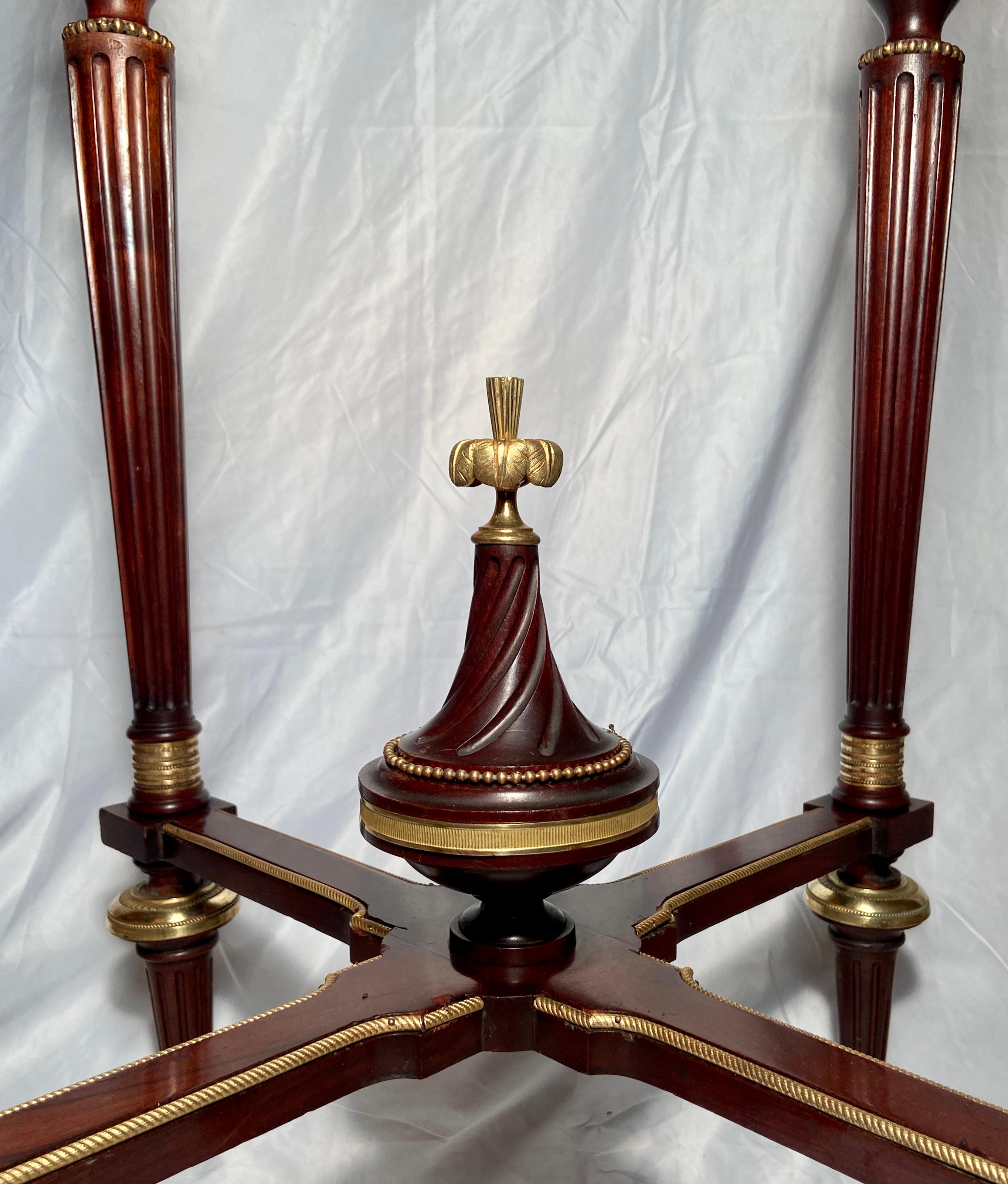 Antique French Mahogany and Bronze D'ore Marble-Top Bouillotte Table, circa 1880 2