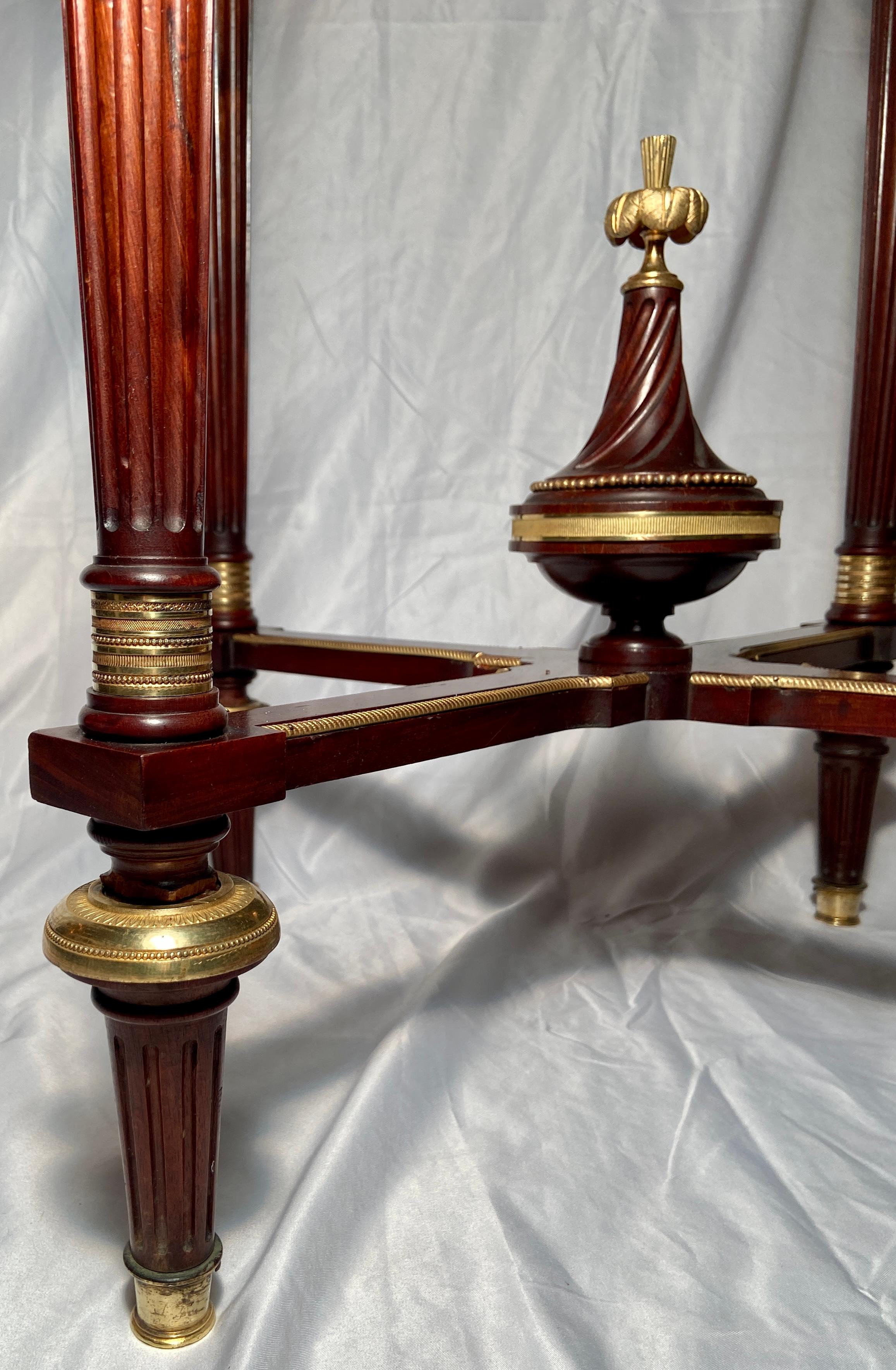 Antique French Mahogany and Bronze D'ore Marble-Top Bouillotte Table, circa 1880 3