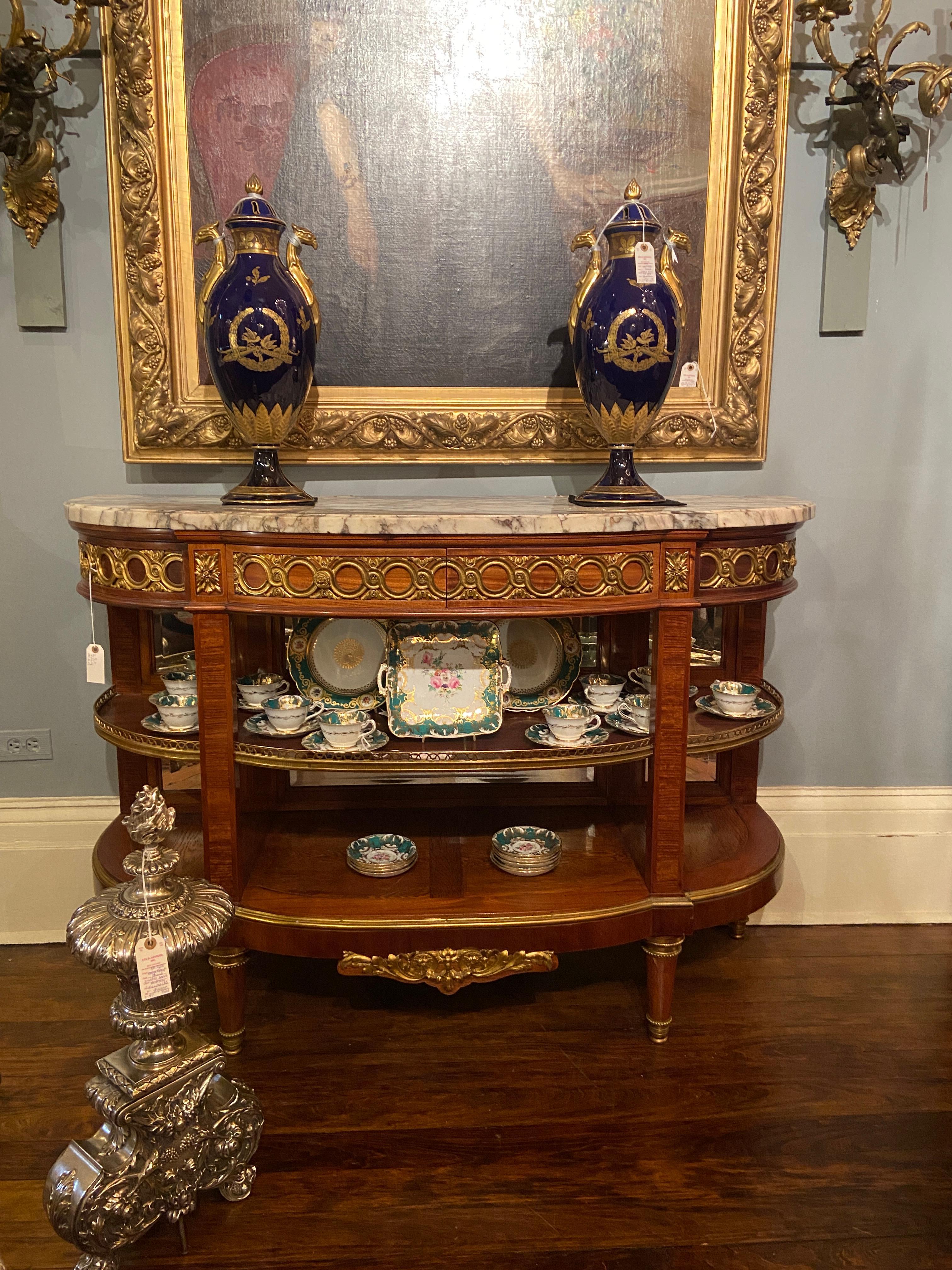Antique French Mahogany and Bronze D'ore Marble Top Server, Circa 1880 For Sale 5