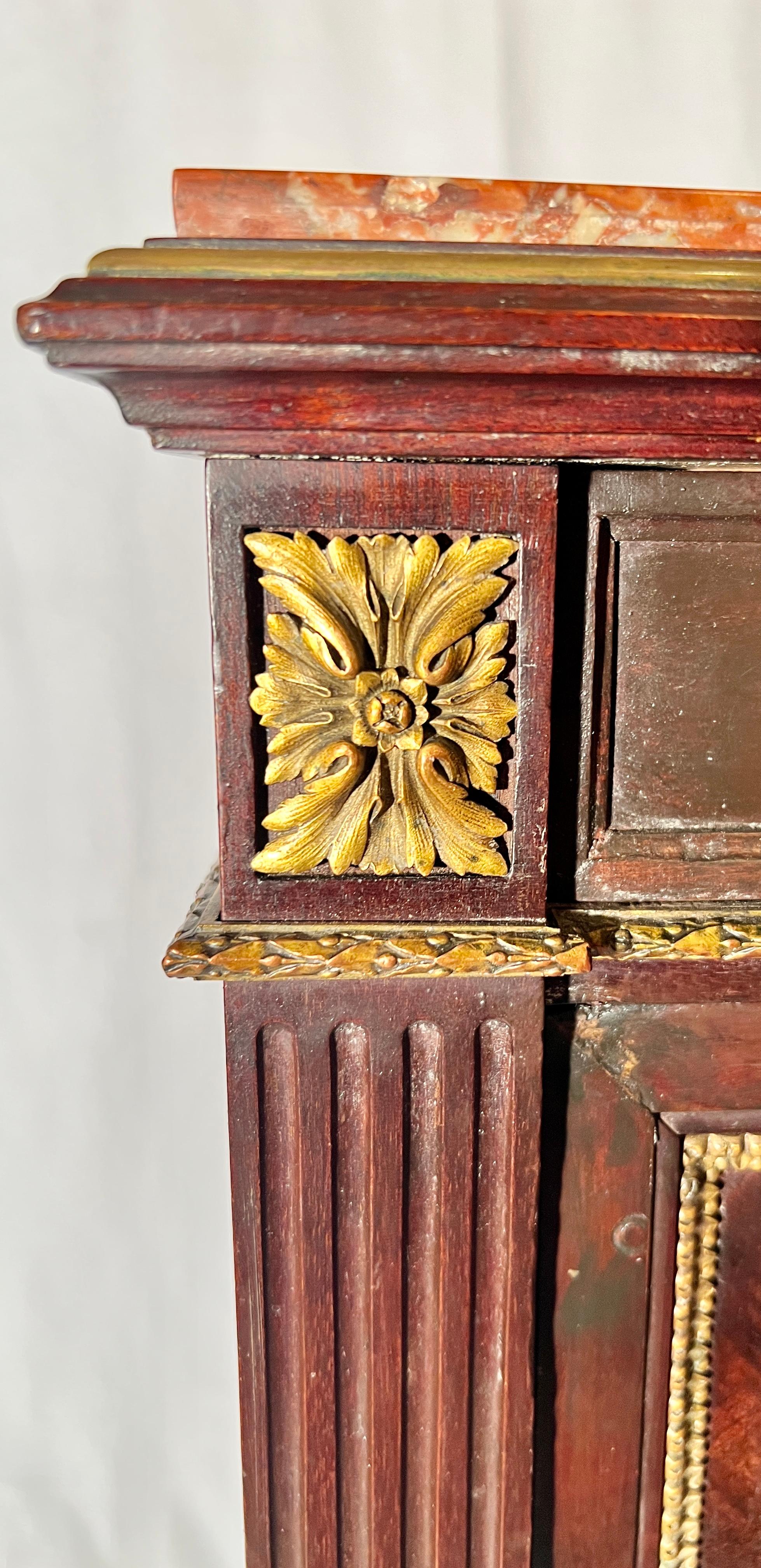 Antique French Mahogany and Bronze Louis XVI Marble Top Occasional Table For Sale 1