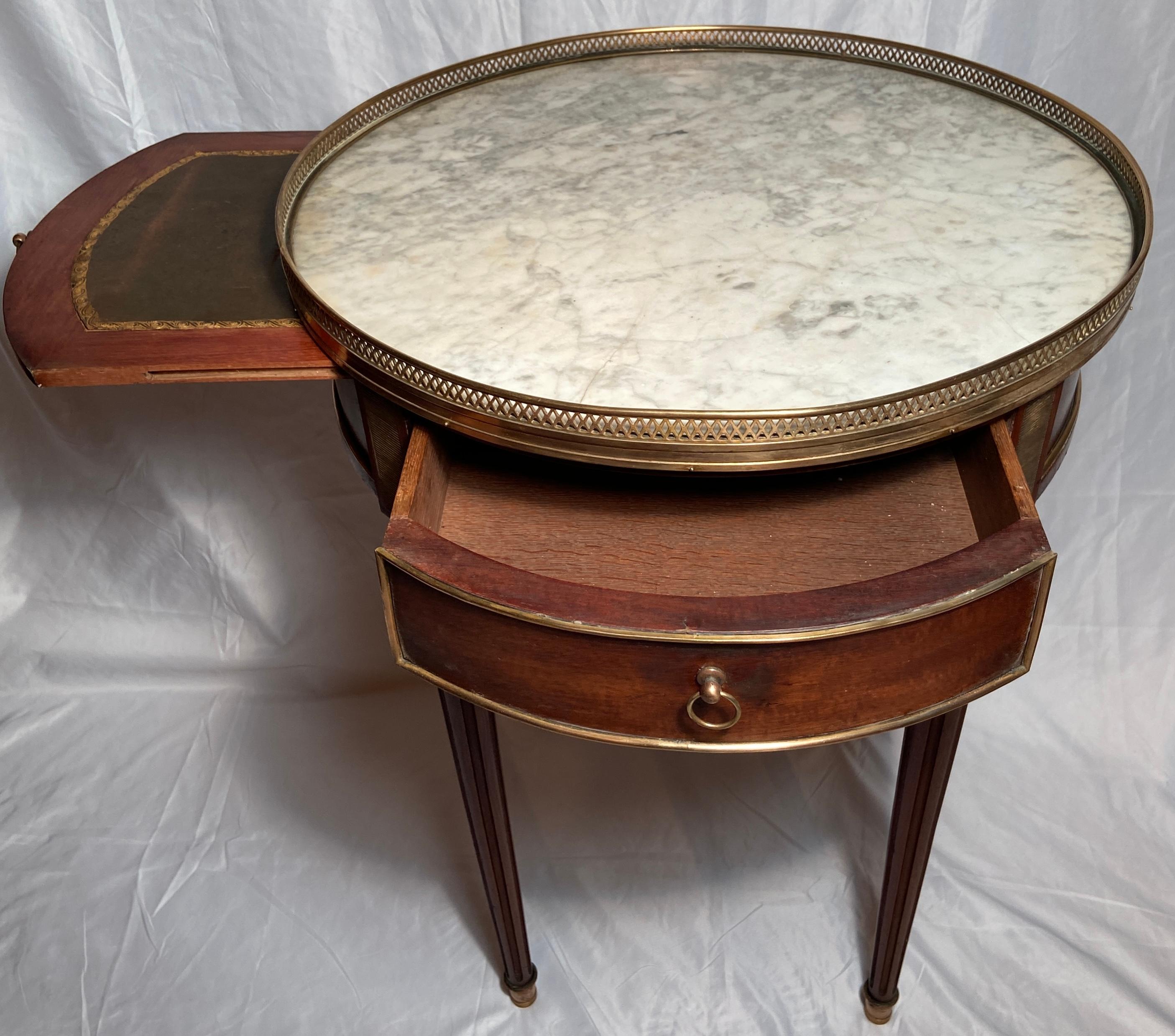 19th Century Antique French Mahogany and Gold Bronze Bouillotte Table, circa 1890 For Sale