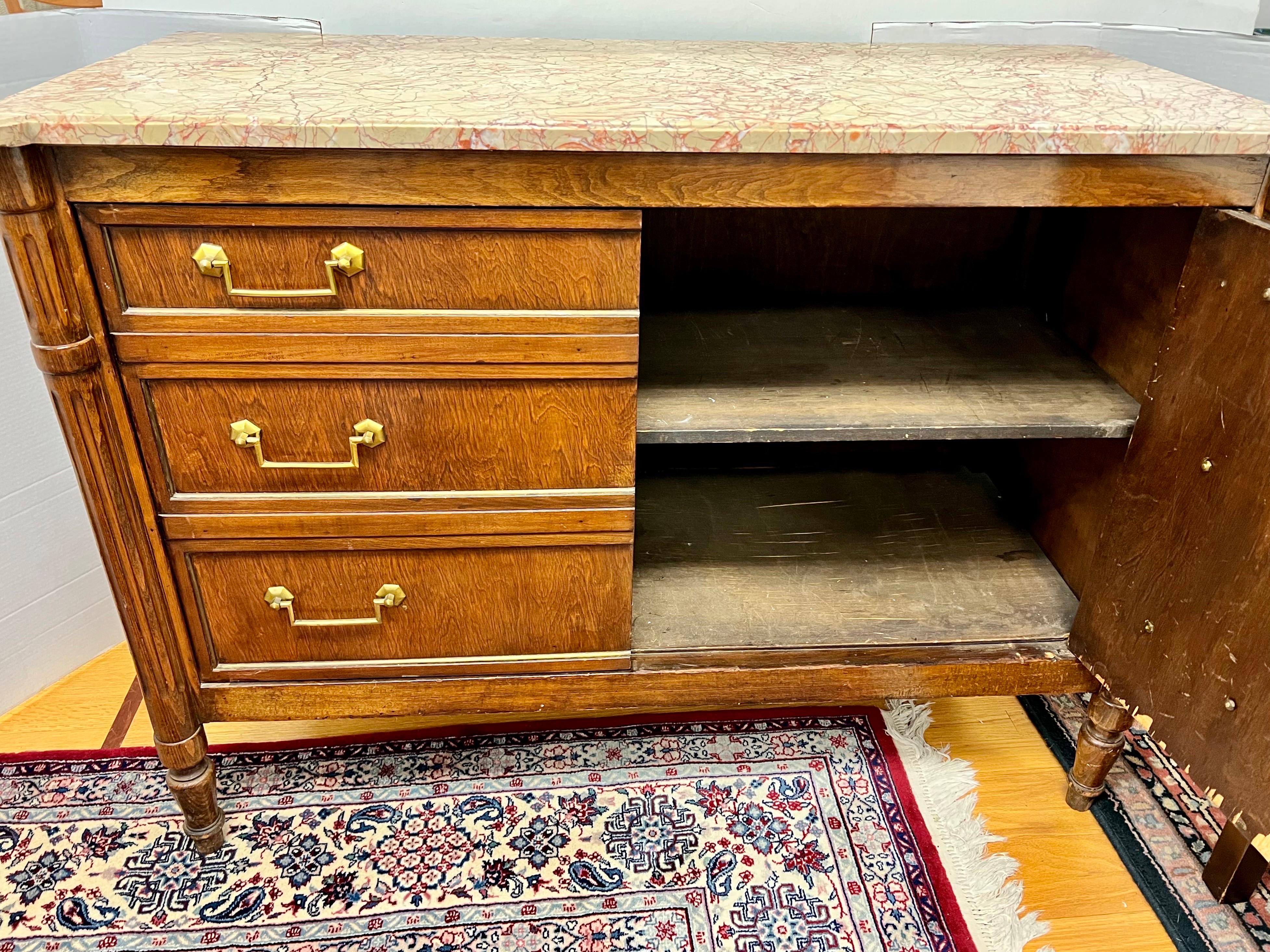 Antique French Mahogany and Marble Top Sideboard Credenza Buffet 4