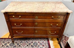 Antique French Mahogany and Marble Top Sideboard Credenza Buffet