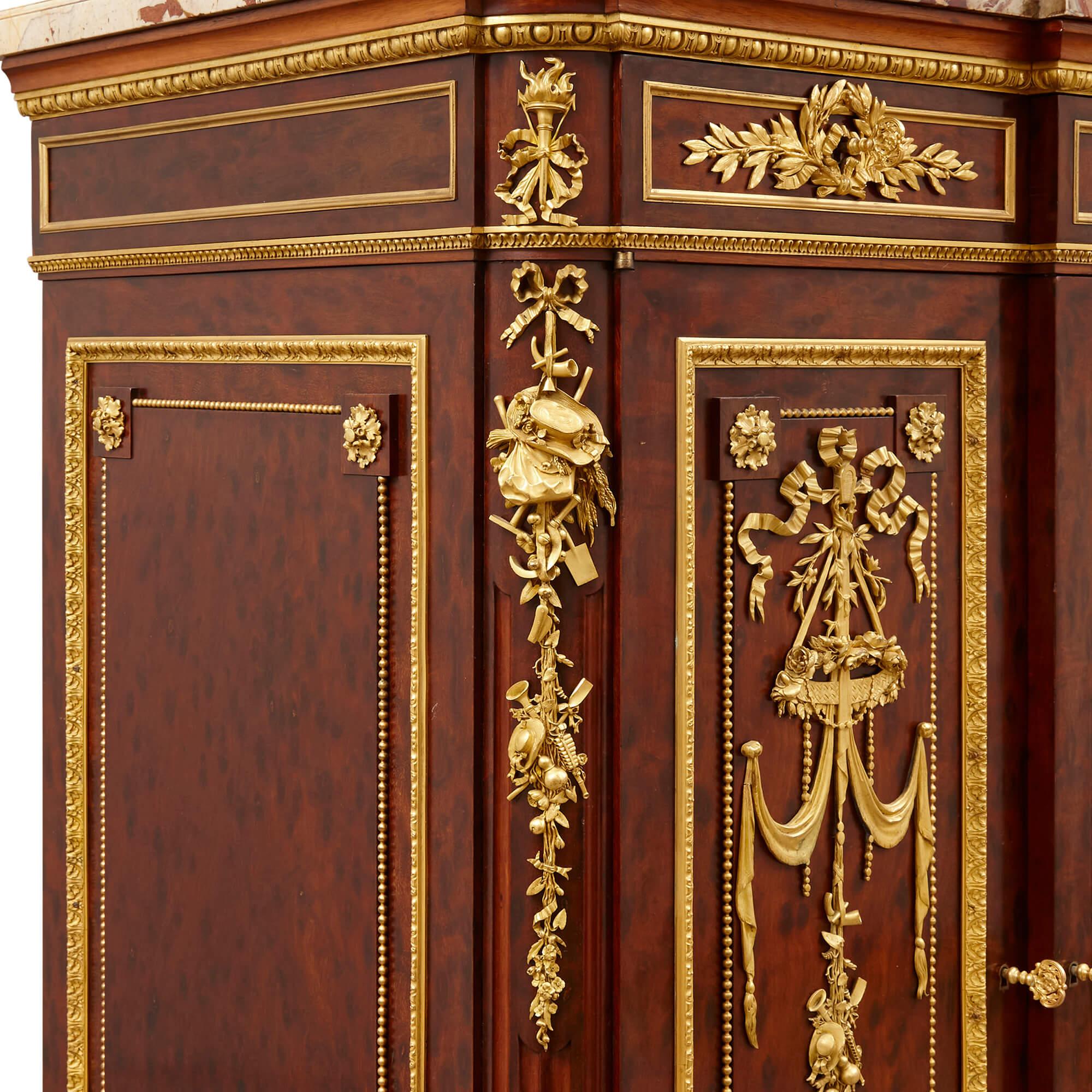 Neoclassical Antique French Mahogany and Ormolu Cabinet by Grohé Frères For Sale