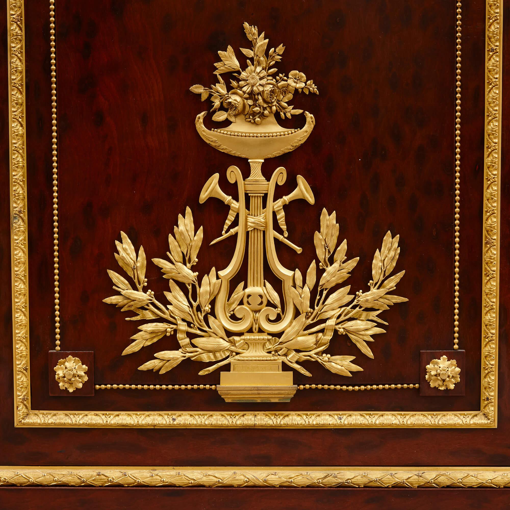 Carved Antique French Mahogany and Ormolu Cabinet by Grohé Frères For Sale