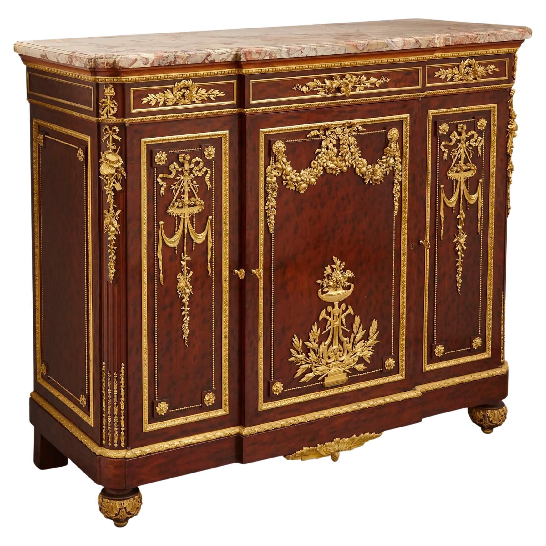 Antique French Mahogany and Ormolu Cabinet by Grohé Frères For Sale